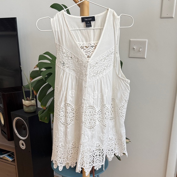 Karen Kane white Lace V-Neck Blouse - Picture 5 of 7